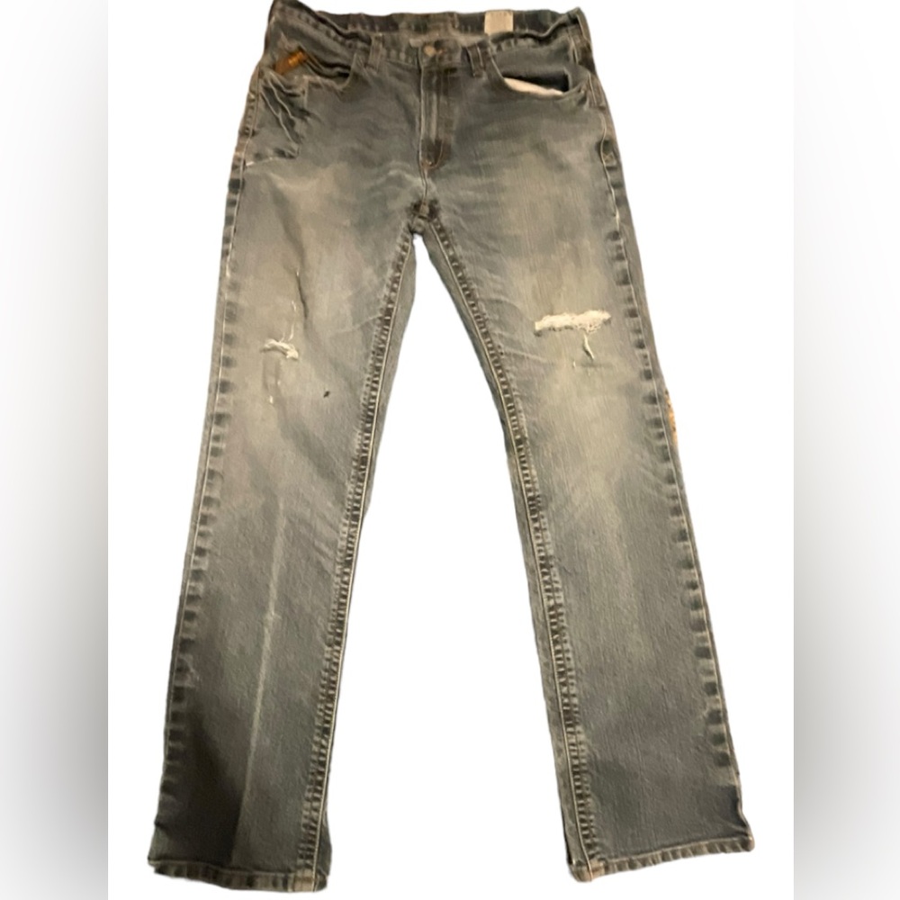 ** ARIAT Mens Rebar Loop Lock Distressed Blue Jeans